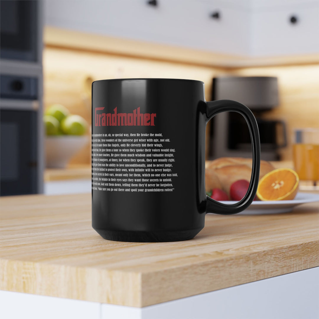 "Grandmother" Acrostic Poem Black Mug - 15oz