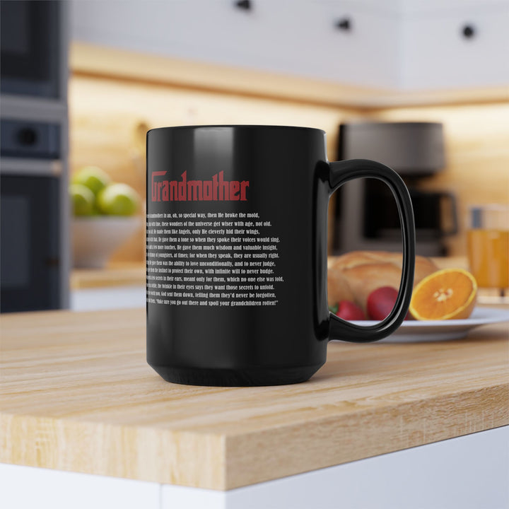 "Grandmother" Acrostic Poem Black Mug - 15oz