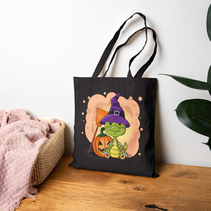 "Happy Halloween" Acrostic Poem Canvas Candy Tote Bag - Baby Dragon - No Personalization