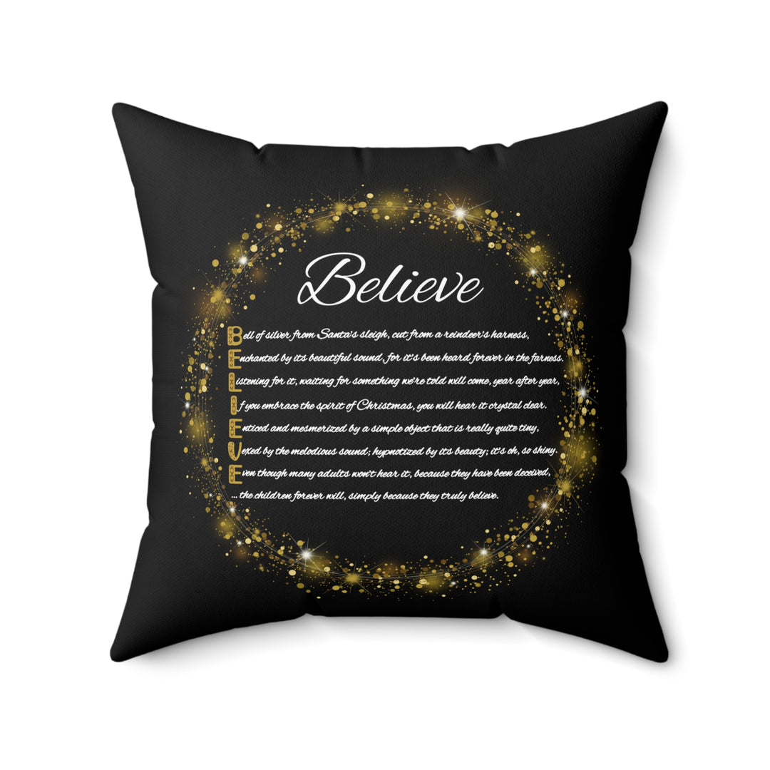 “Believe” Acrostic Poem Pillow  from "Learn, Lead, Believe" Collection - Black