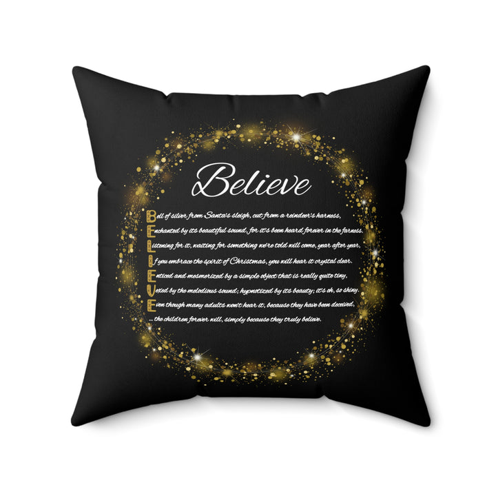 “Believe” Acrostic Poem Pillow  from "Learn, Lead, Believe" Collection - Black