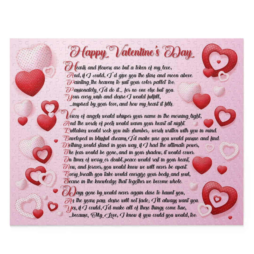 Happy Valentine's Day Acrostic Poem Puzzle - Pink and Red Hearts