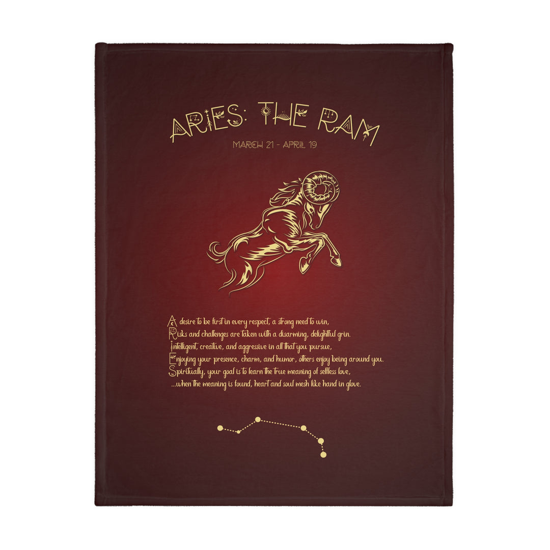 Aries Acrostic Poem Velveteen Microfiber Blanket (Two-sided print)