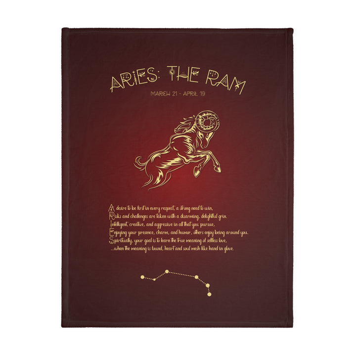 Aries Acrostic Poem Velveteen Microfiber Blanket (Two-sided print)