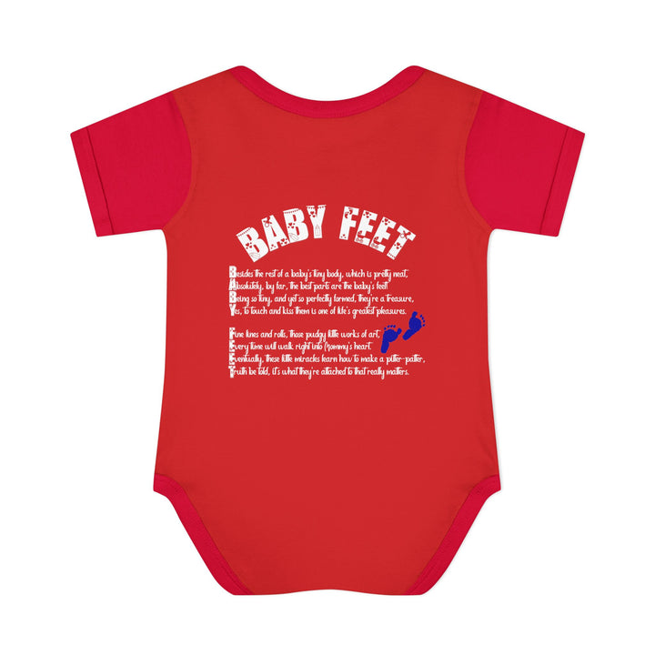 Baby Feet Acrostic Poem Baby Bodysuit - Blue Footprints