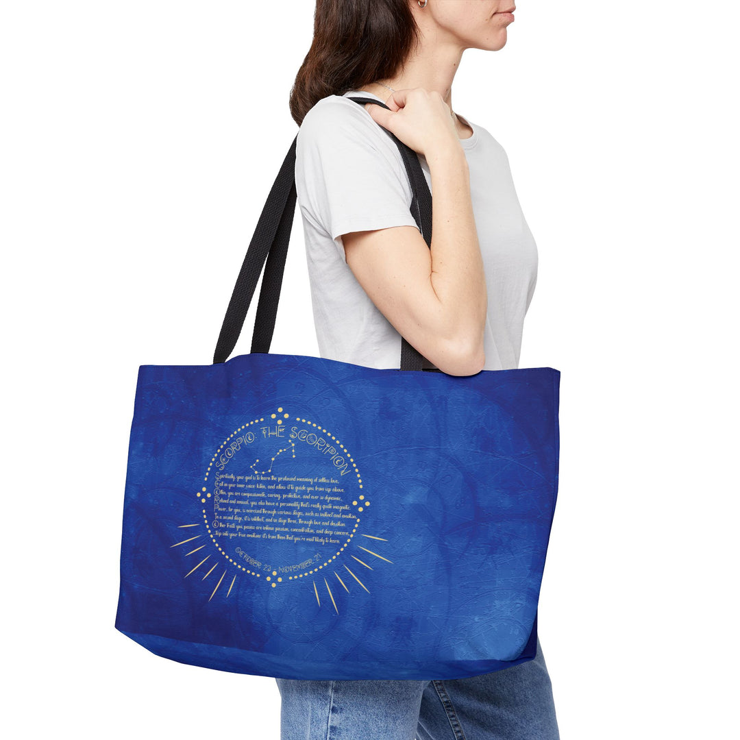 Scorpio Acrostic Poem Tote Bag - Celestial - Blue