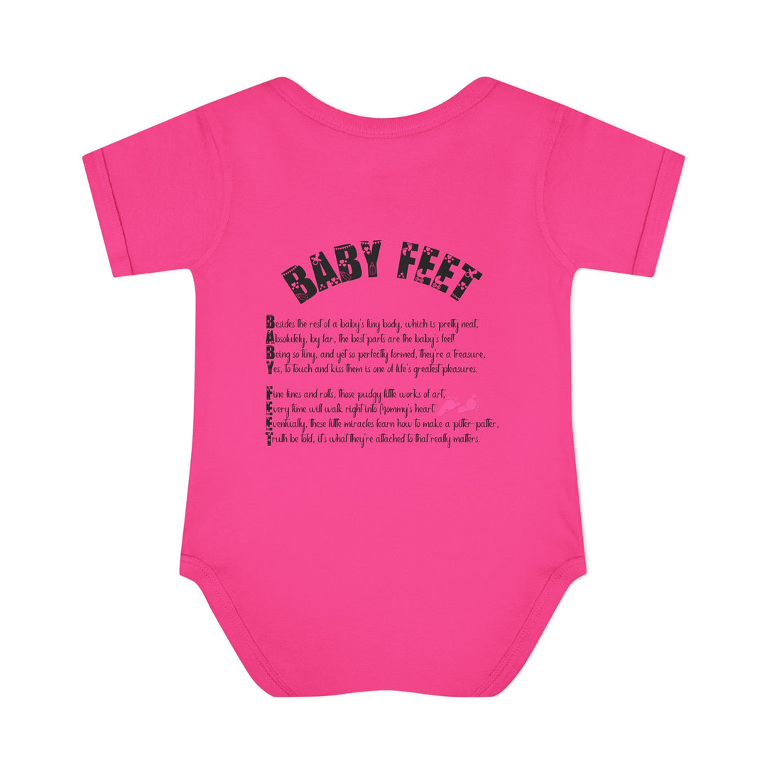 Baby Steps "Baby Feet" Acrostic Poem Bodysuit - Pink Footprints