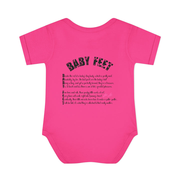 Baby Steps "Baby Feet" Acrostic Poem Bodysuit - Pink Footprints