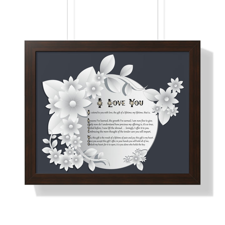 It's Just a Phrase "I Love You" Framed Acrostic Poem Print- Floral