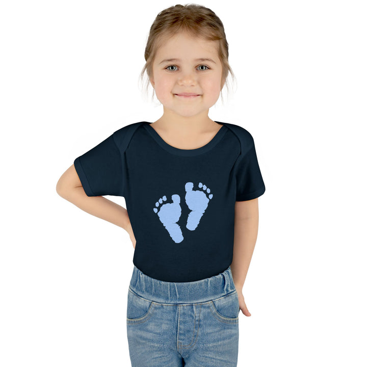 Baby Feet Acrostic Poem Baby Bodysuit - Blue Footprints