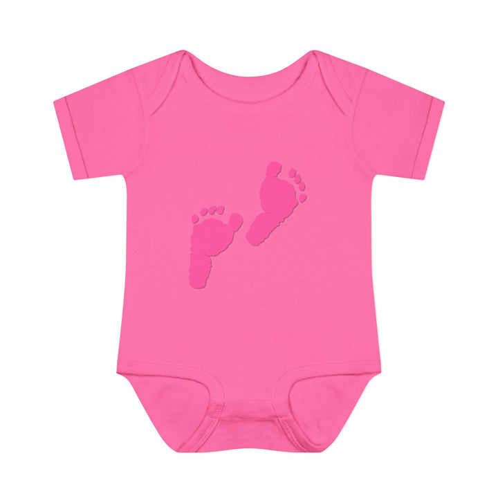 Baby Steps "Baby Feet" Acrostic Poem Bodysuit - Pink Footprints