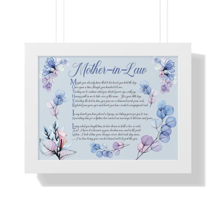 It's Just a Phrase "Mother-in-Law" Framed Horizontal Acrostic Poem Print- Floral