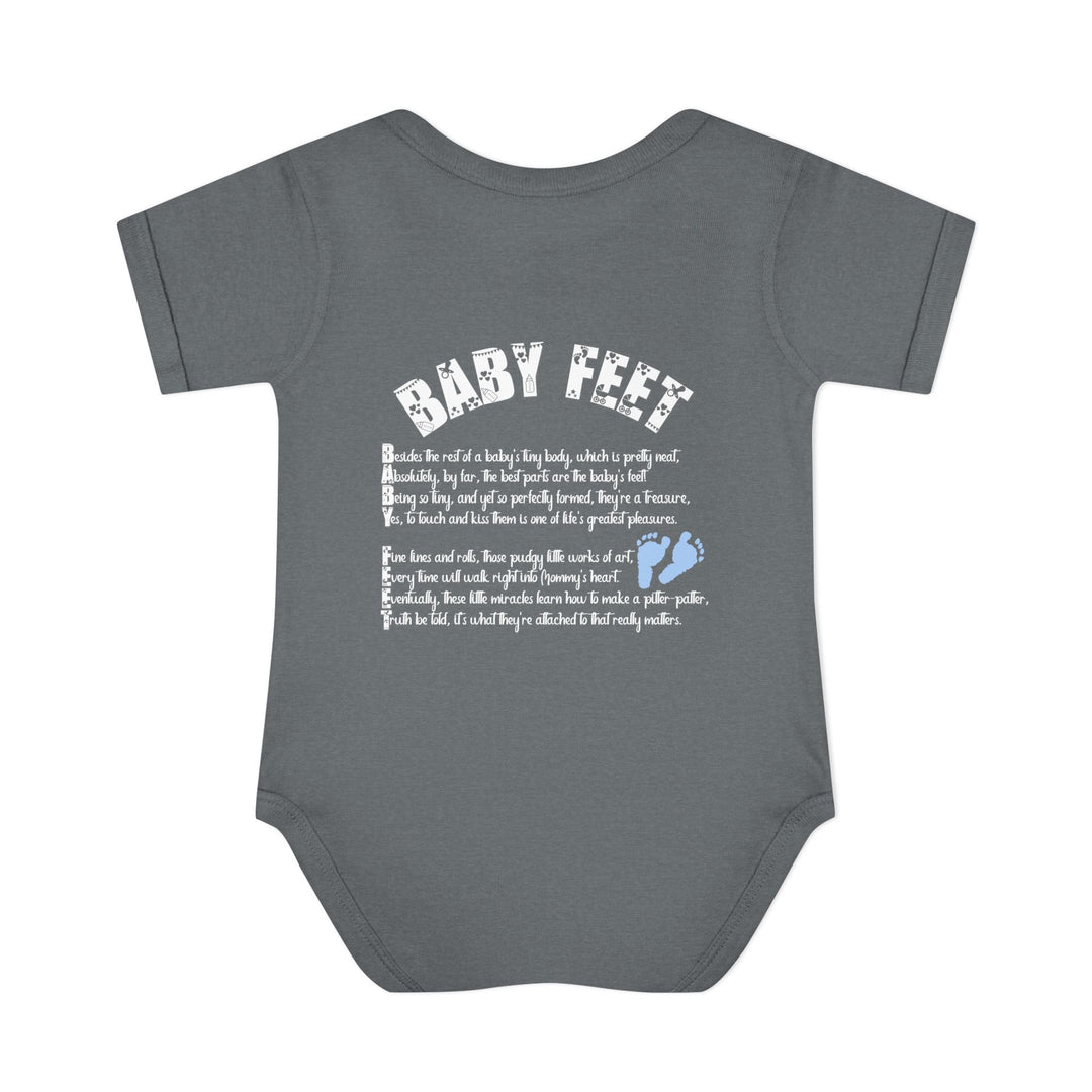 Baby Feet Acrostic Poem Baby Bodysuit - Blue Footprints