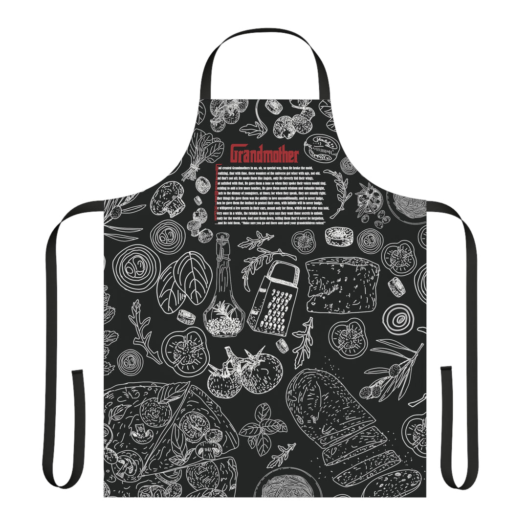 Black Chef Apron with Acrostic poem spelling out "Grandmother" - Italian Food Design