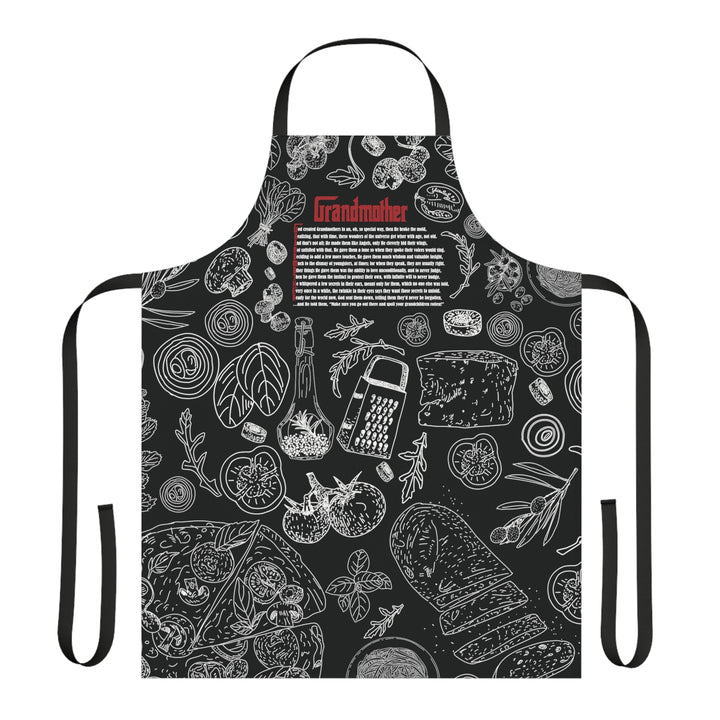 Black Chef Apron with Acrostic poem spelling out "Grandmother" - Italian Food Design
