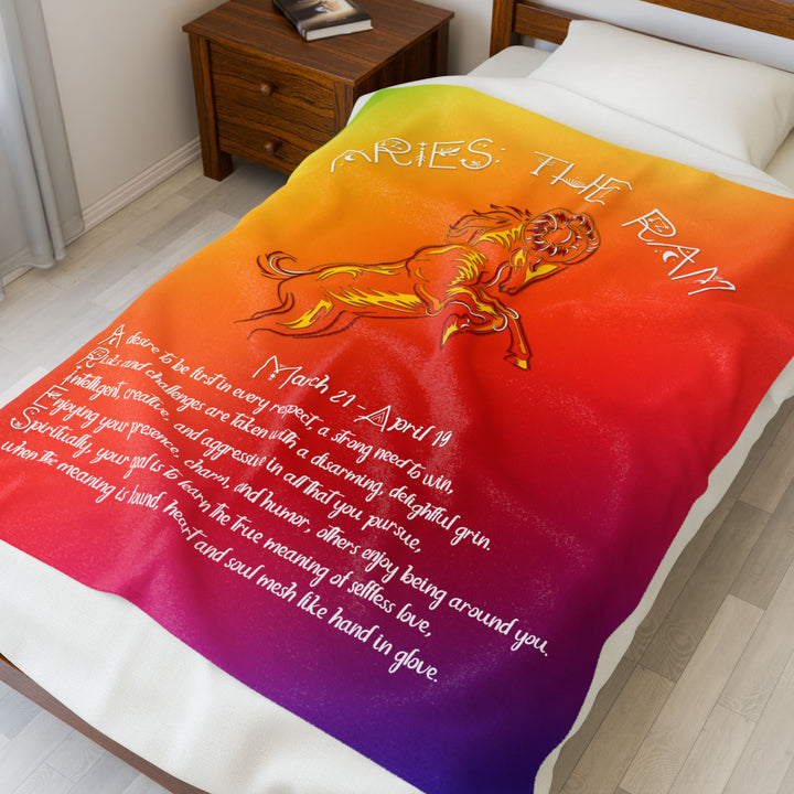 Aries Acrostic Poem Velveteen Plush Blanket