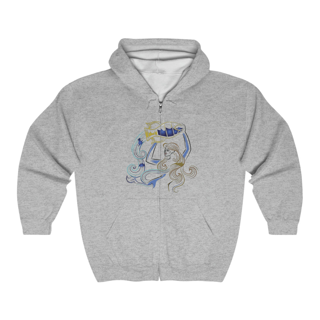 Written in the Stars Unisex Full Zip Hooded Sweatshirt - Aquarius
