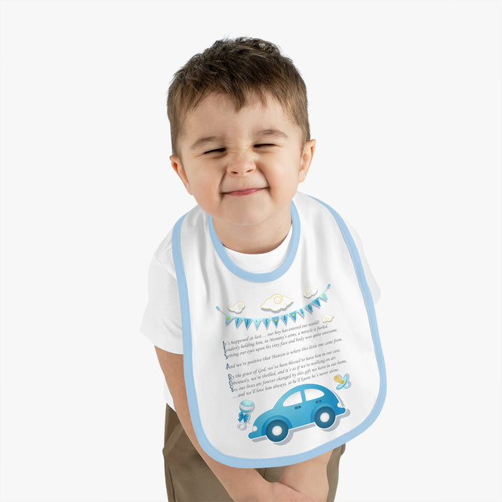 Baby Steps Acrostic Poem - Contrast Trim Jersey Bib - "It's a Boy"