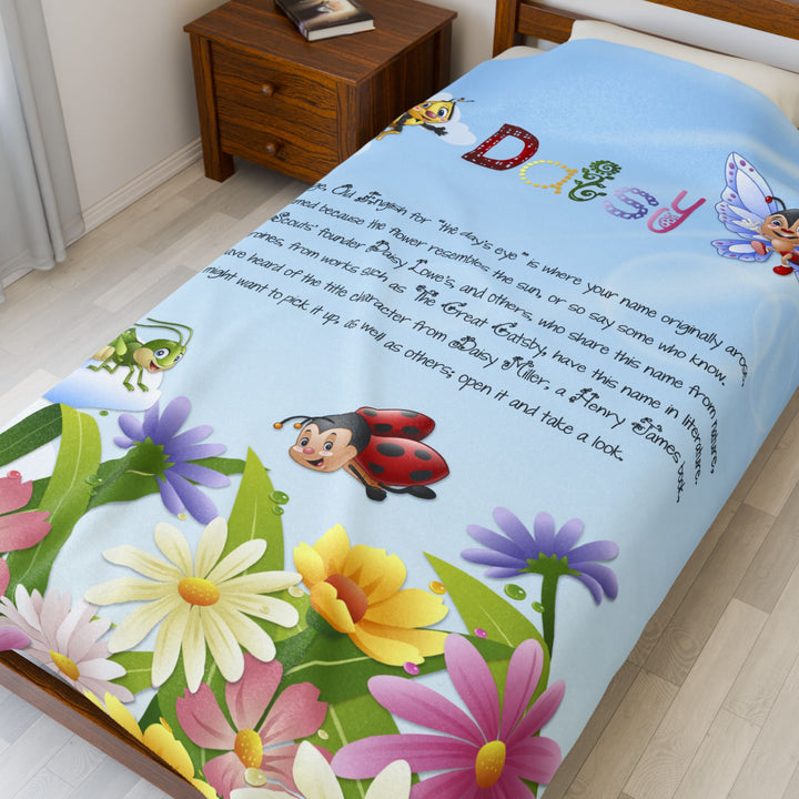 Namesakes Acrostic Poem Velveteen Plush Blanket - Flowers-Insects