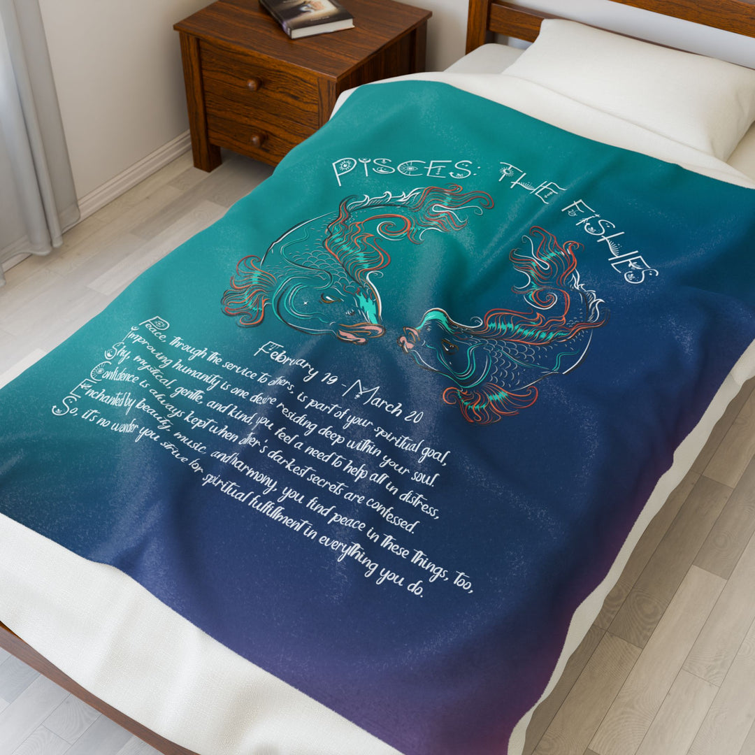 Pisces Acrostic Poem Velveteen Plush Blanket - Colored