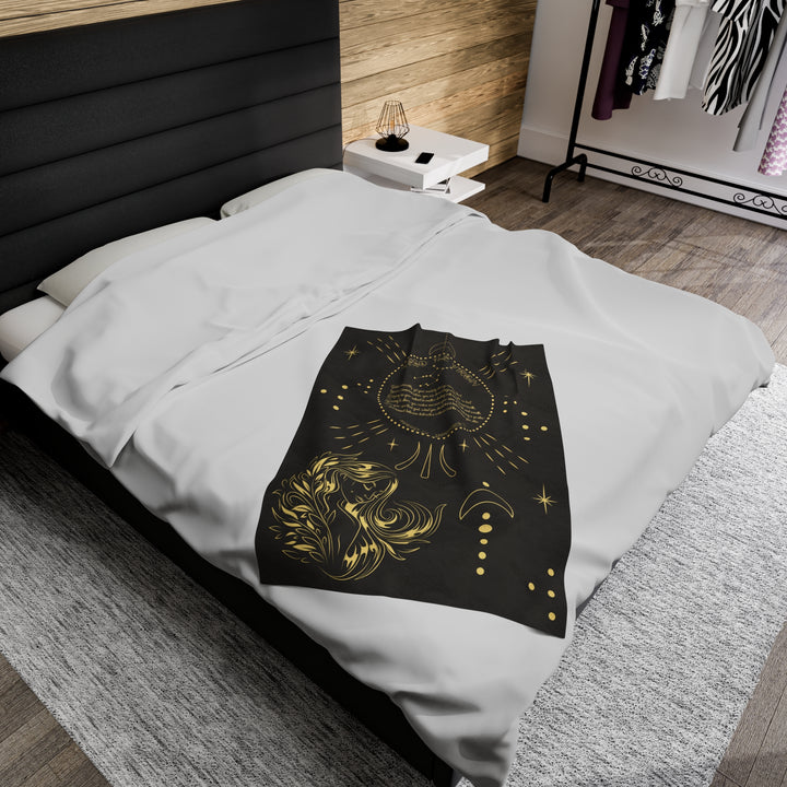 Written in the Stars Velveteen plush blanket with acrostic poem spelling out "Virgo"