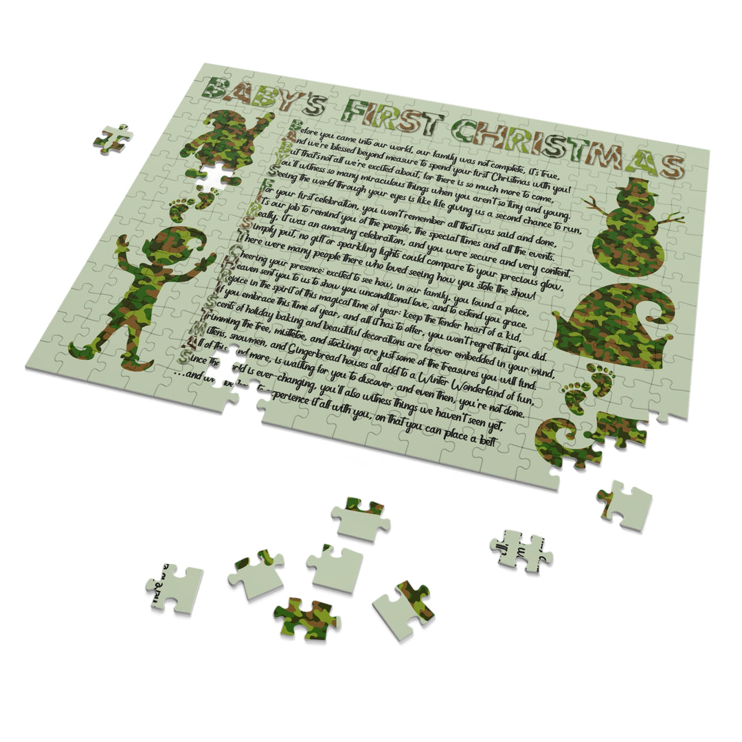 Baby's First Christmas Acrostic Poem Puzzle - Camo - Tin Box
