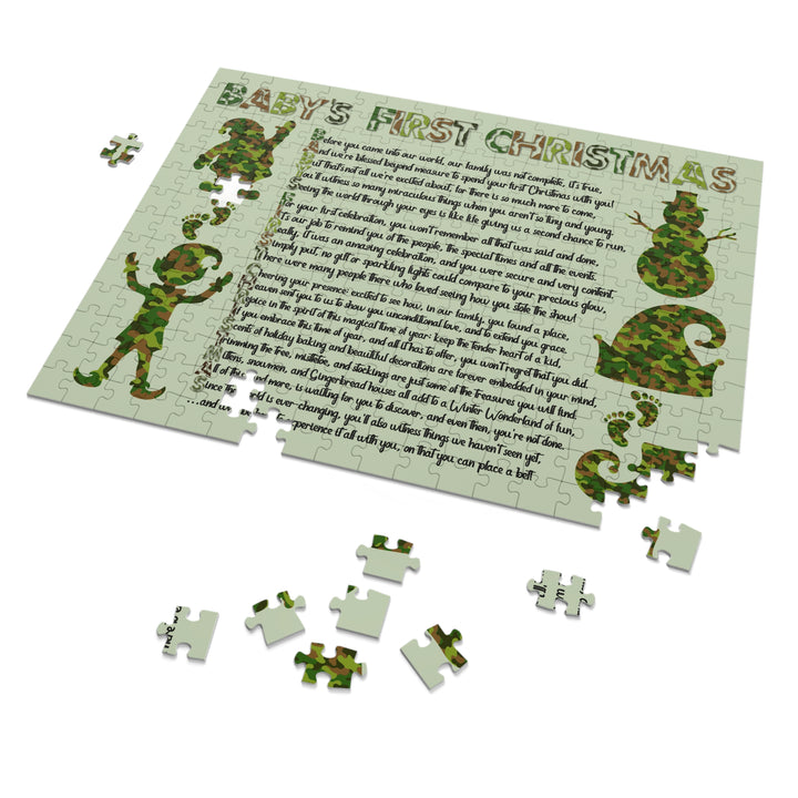 Baby's First Christmas Acrostic Poem Puzzle - Camo - Tin Box
