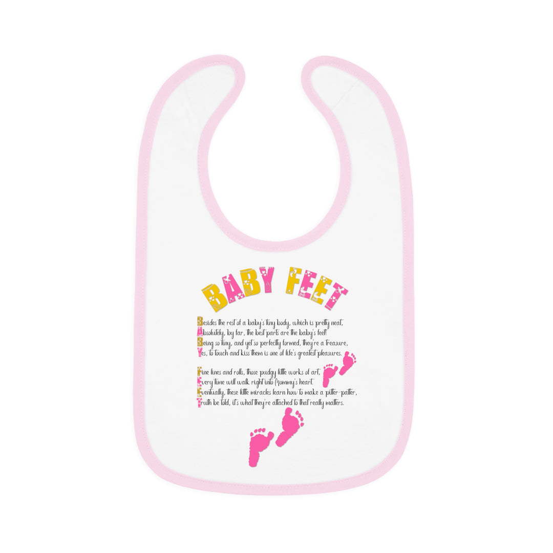 "Baby Feet" Acrostic Poem  Contrast Trim Jersey Bib - Pink Footprints