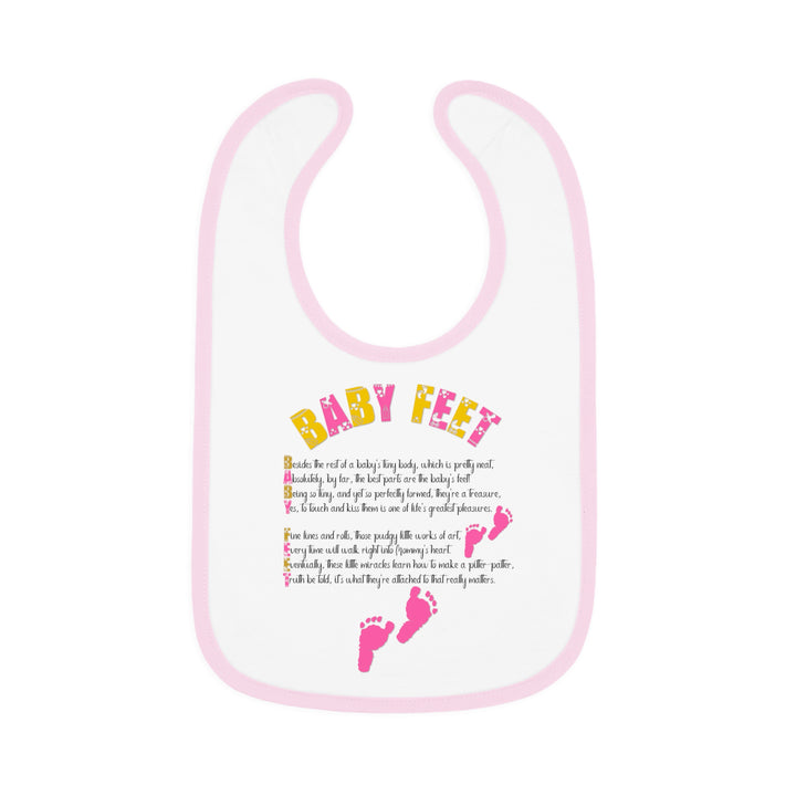 "Baby Feet" Acrostic Poem  Contrast Trim Jersey Bib - Pink Footprints