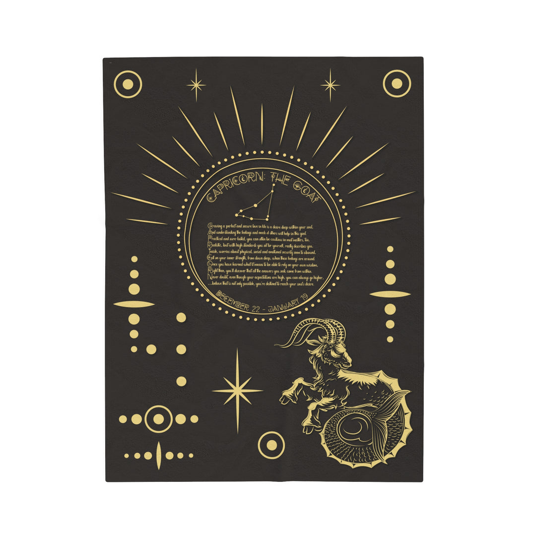Written in the Stars Velveteen plush blanket with acrostic poem spelling out "Capricorn"