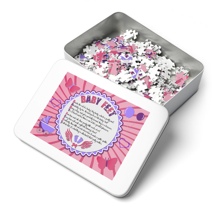 Baby Feet Acrostic Poem Puzzle - Baby feet - Pink-Wings - Tin Box