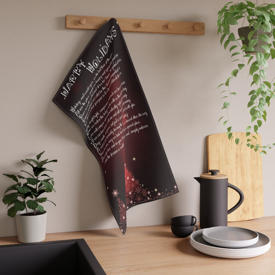 Happy Holidays Kitchen Towels - Burgandy