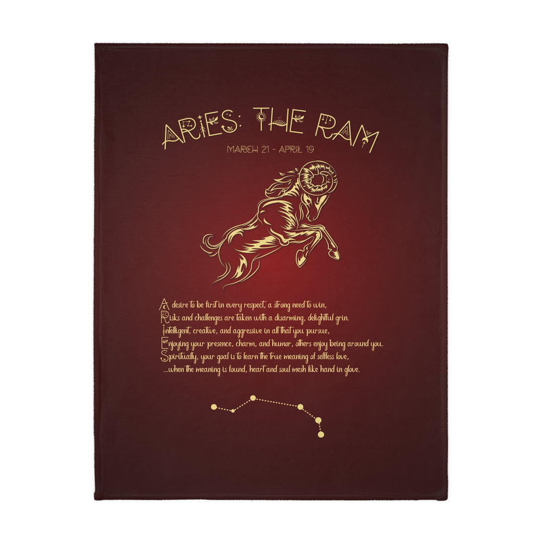 Aries Acrostic Poem Velveteen Microfiber Blanket (Two-sided print)