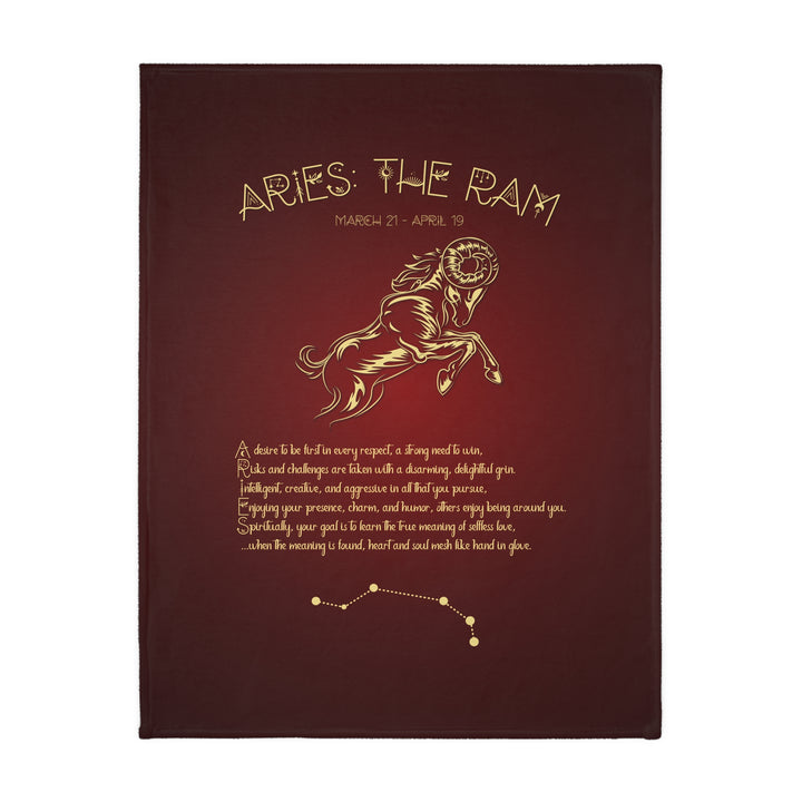 Aries Acrostic Poem Velveteen Microfiber Blanket (Two-sided print)
