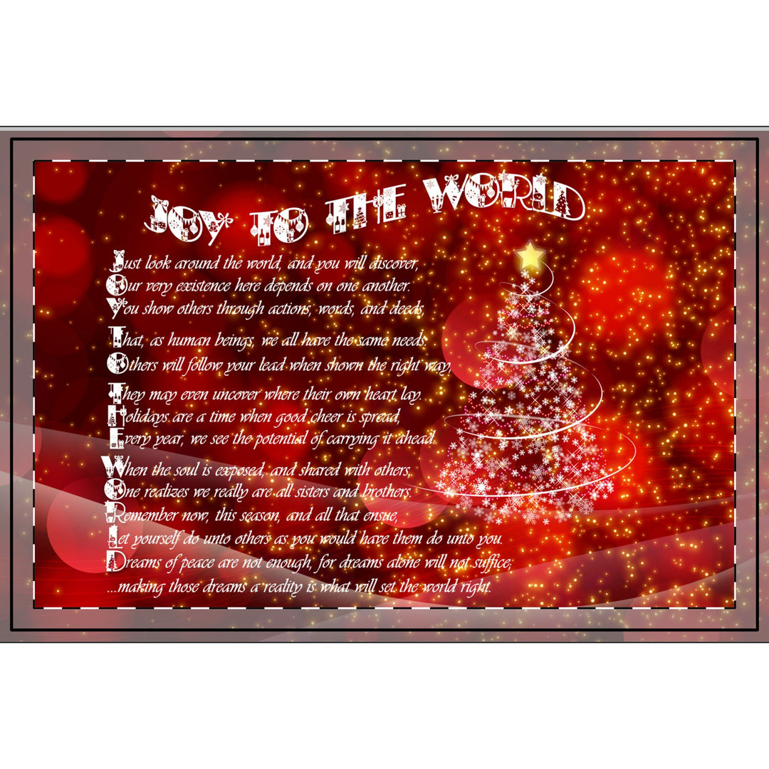 Joy to the World Acrostic Poem Large Hardboard Serving Tray - Swirl