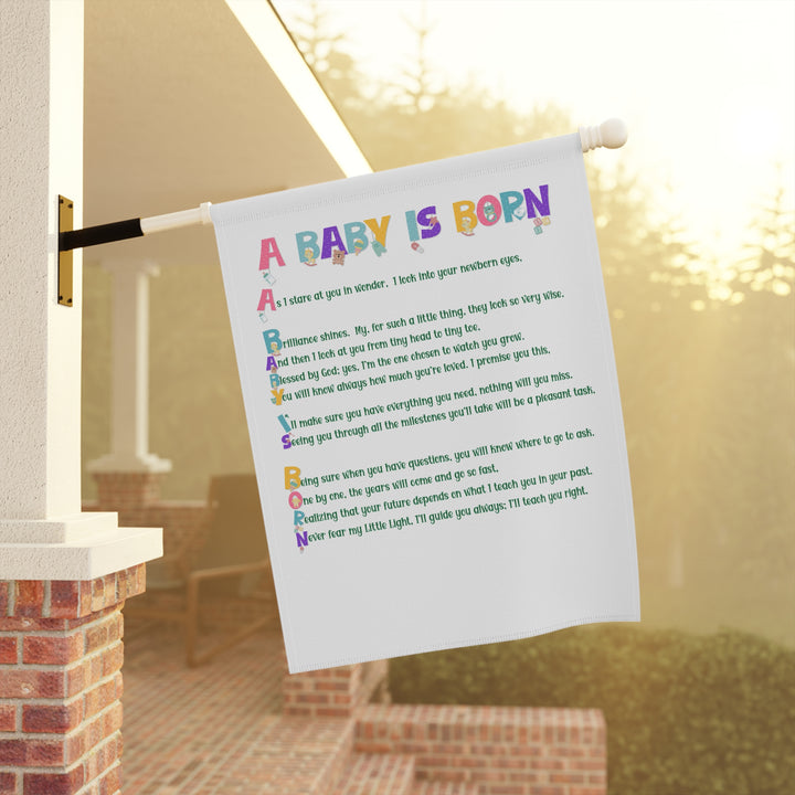 A Baby is Born Acrostic Poem outdoor/Garden Banner