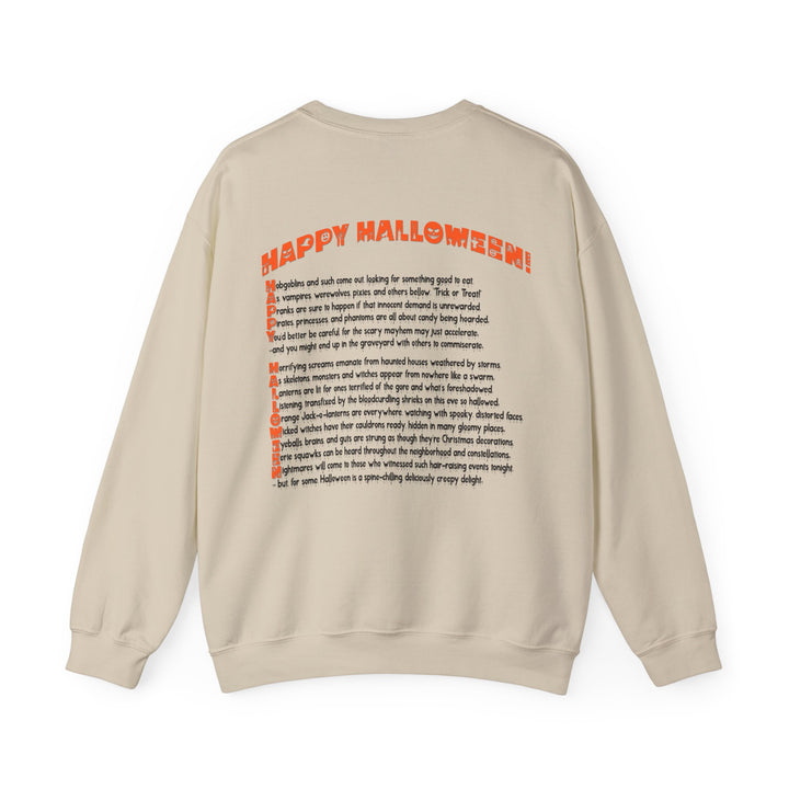 Happy Halloween Acrostic Poem Sweatshirt  - Creepy Modern Witch