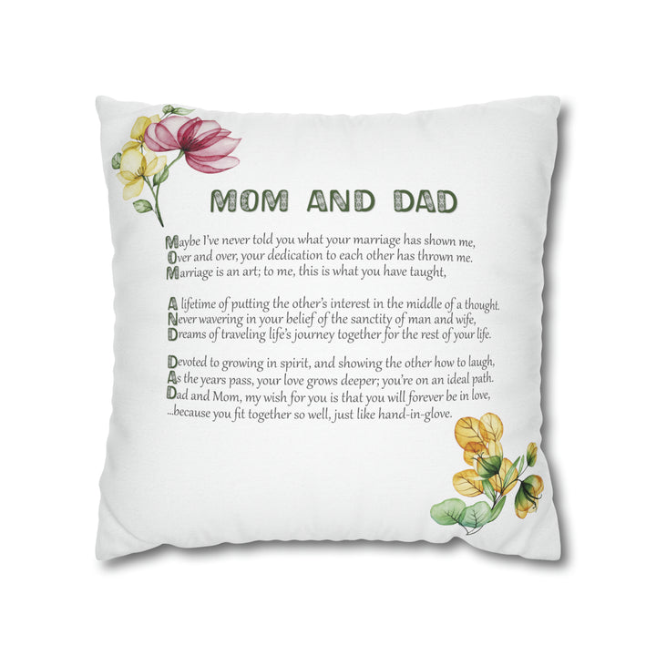 It's Just a Phrase "Mom and Dad" Acrostic Poem Pillow Case/Cover - White