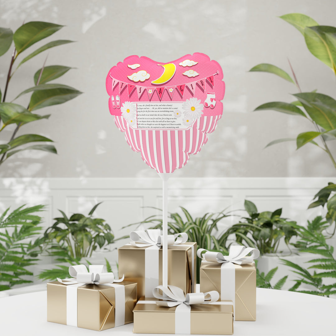 It's a Girl 11" Acrostic Poem Balloon - Pink-White Stripes - No Personalization