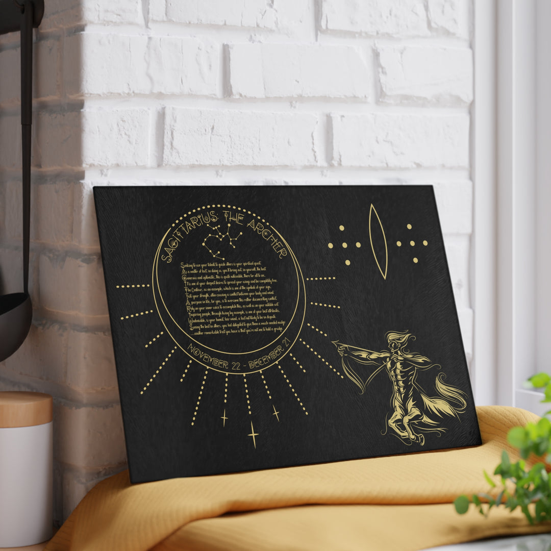 Sagittarius Acrostic Poem Glass Cutting Board