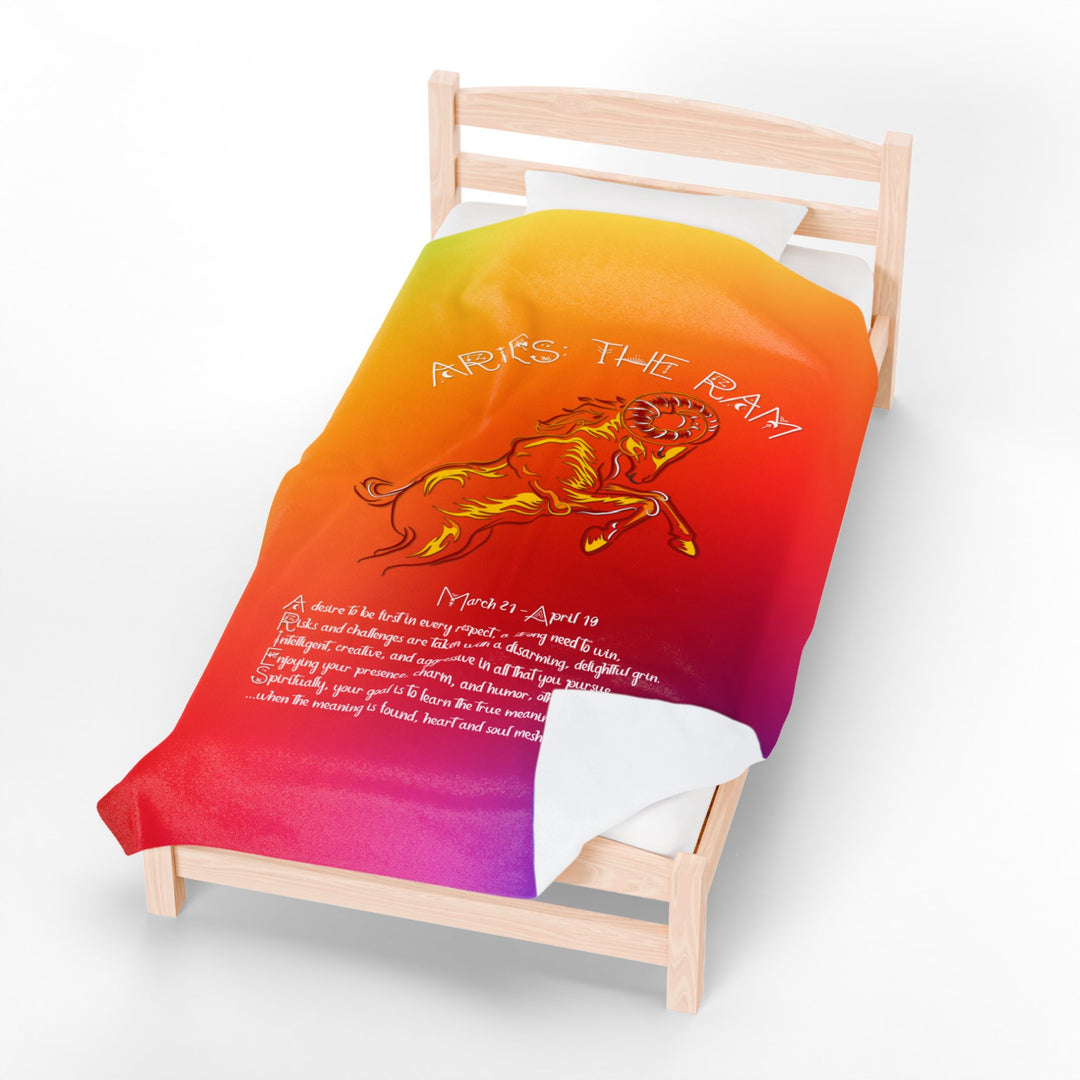 Aries Acrostic Poem Velveteen Plush Blanket - Colored