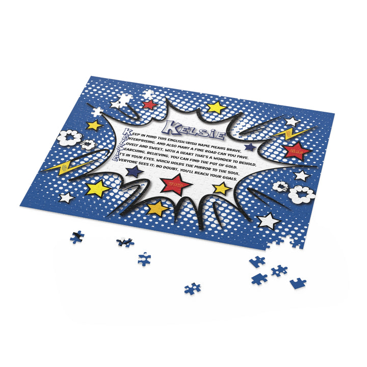 Namesakes Personalized Acrostic Name Poem Jigsaw Puzzle - Comic Blue