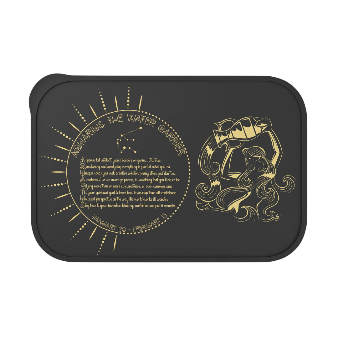 Aquarius Acrostic Poem Bento Lunch Box - Black