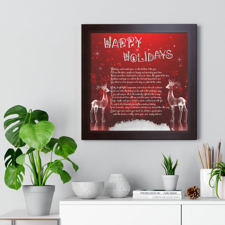 It's Just a Phrase "Happy Holidays" Framed Horizontal Acrostic Poem Poster