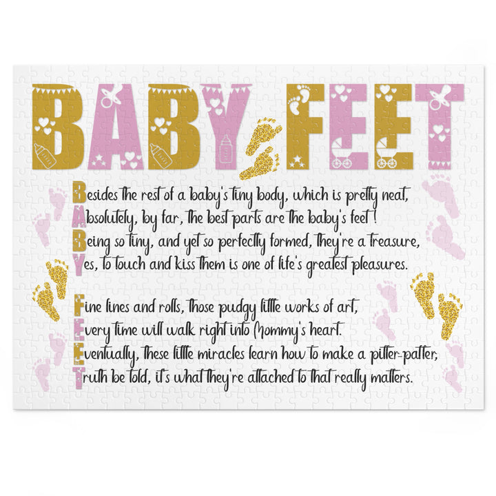 "Baby Feet" Acrostic Poem Jigsaw Puzzle - Pink and Gold - No Personalization