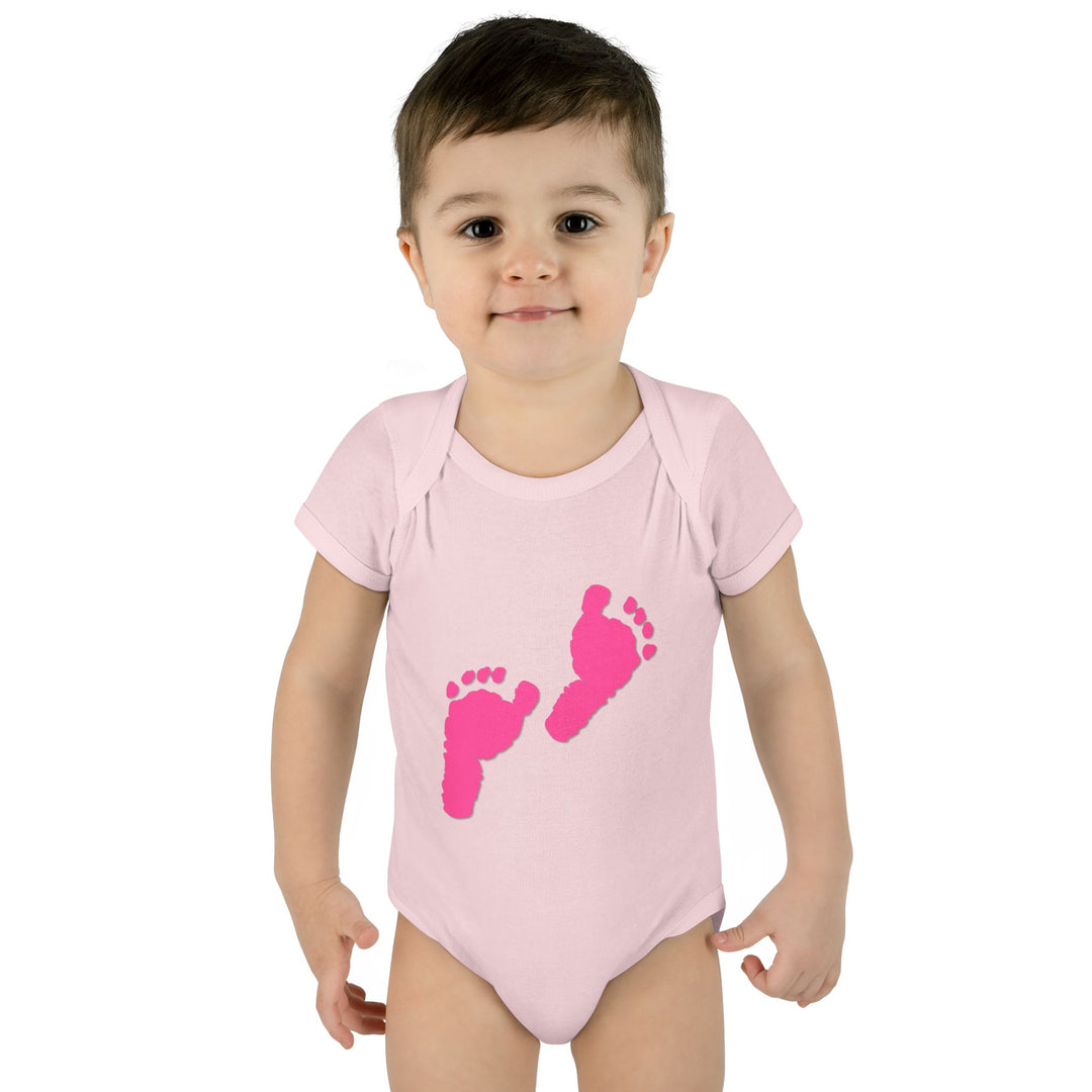 Baby Steps "Baby Feet" Acrostic Poem Bodysuit - Pink Footprints