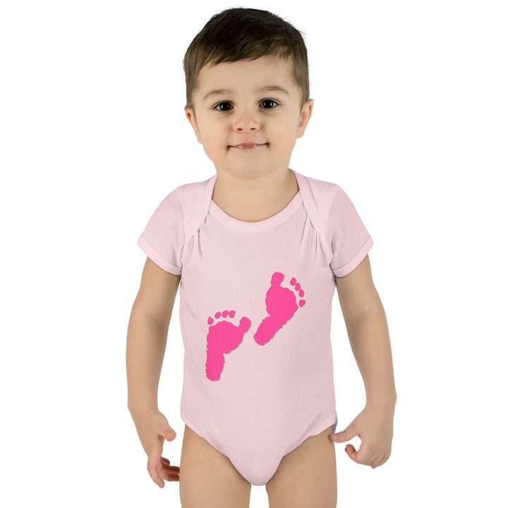 Baby Steps "Baby Feet" Acrostic Poem Bodysuit - Pink Footprints