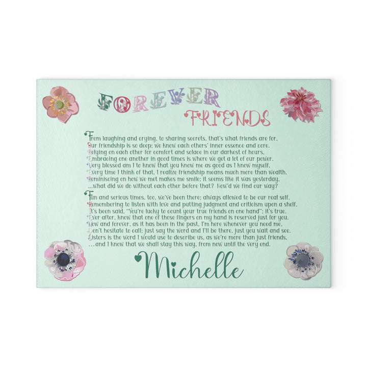 It's Just a Phrase Glass Cutting Board - "Forever Friends" - Personalized