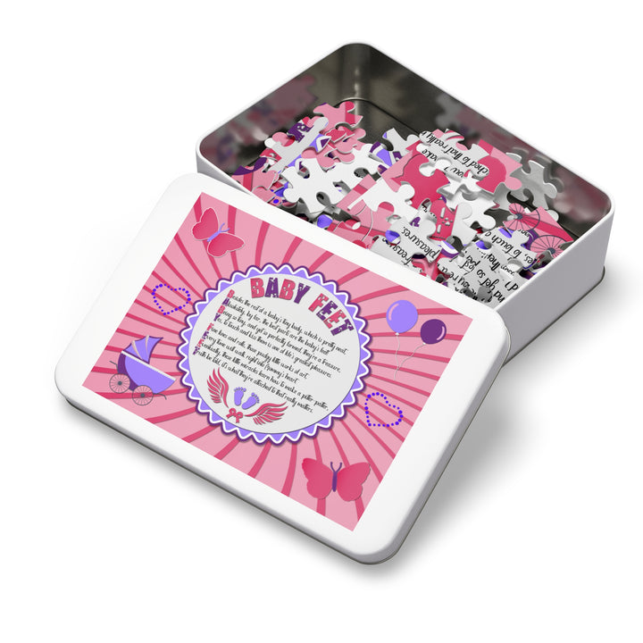Baby Feet Acrostic Poem Puzzle - Baby feet - Pink-Wings - Tin Box