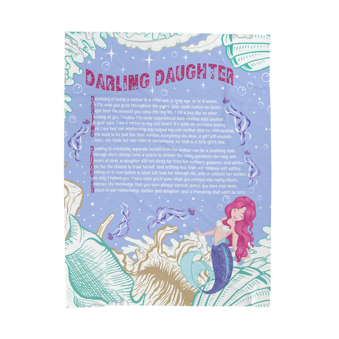 Darling Daughter Acrostic Poem Velveteen Plush Blanket - Mermaid Design